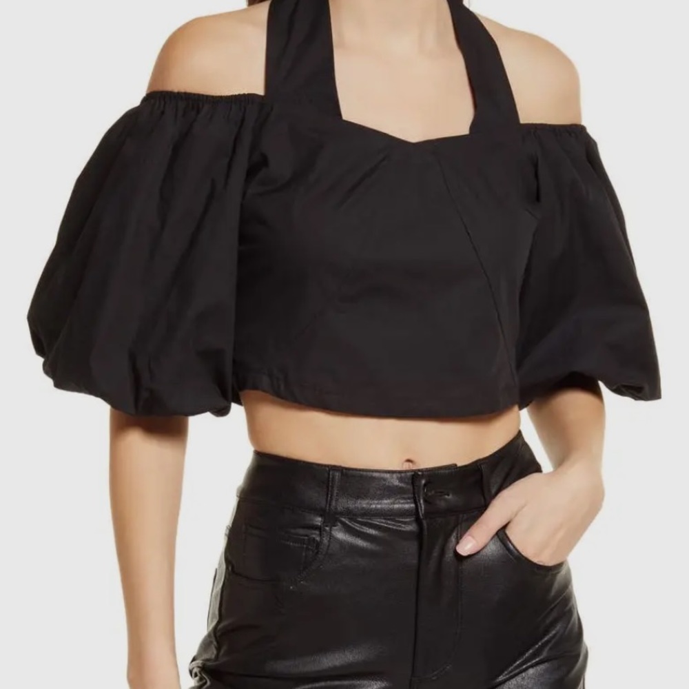 Black halter tie top